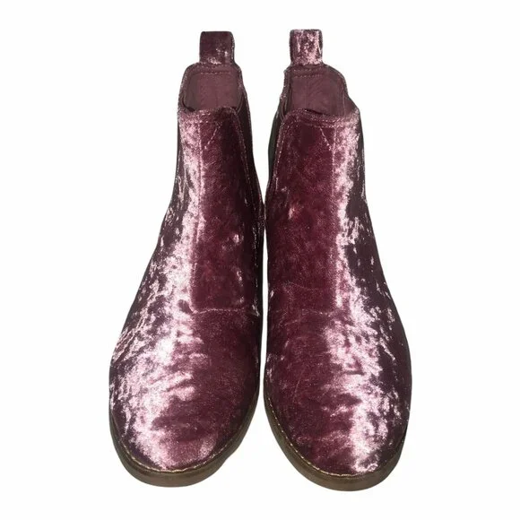 NWT Toms Ella Faded Rose Velvet Ankle Boots 6N Narrow Purple - Picture 3 of 11